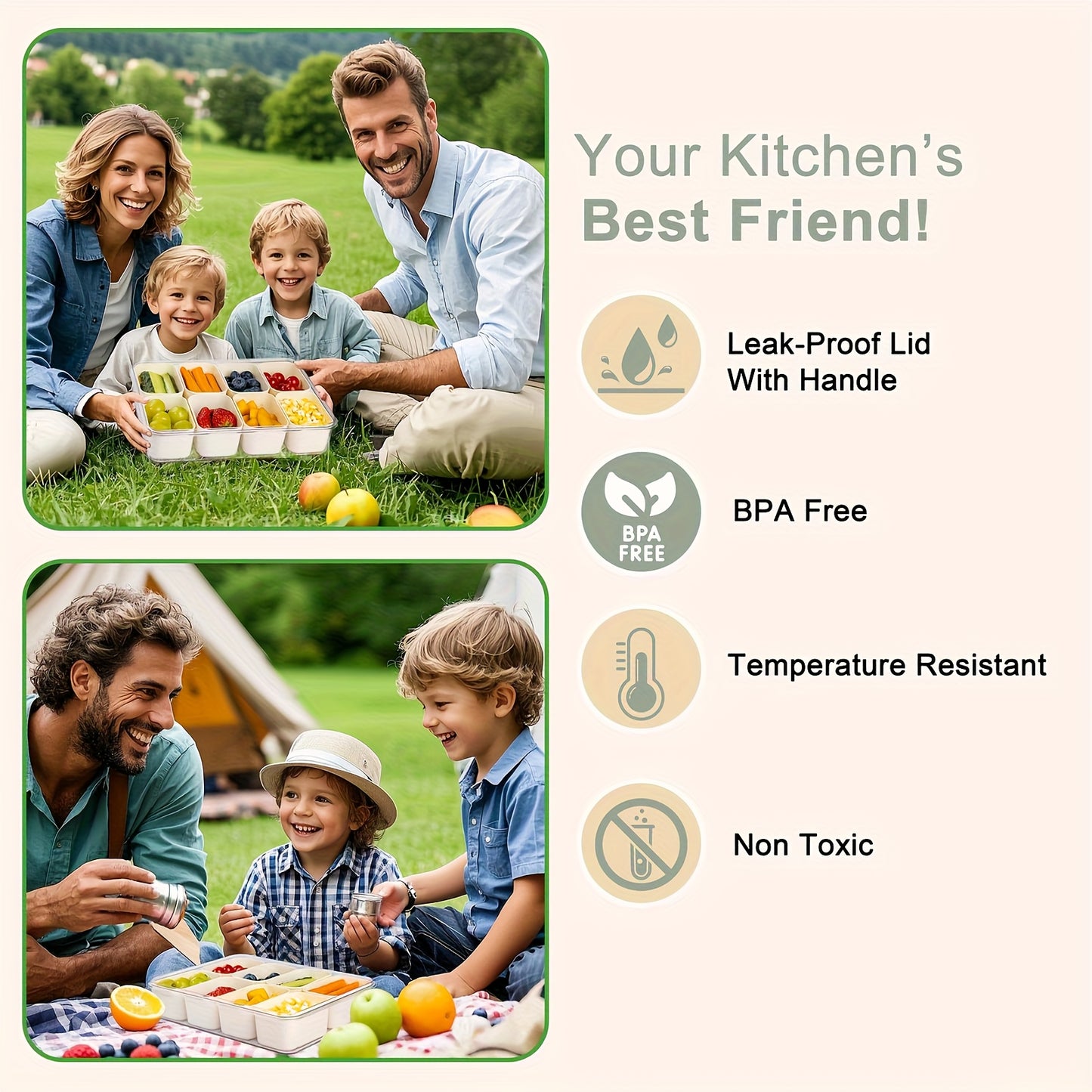 L&B® - 8-Compartment Clear Snack Container