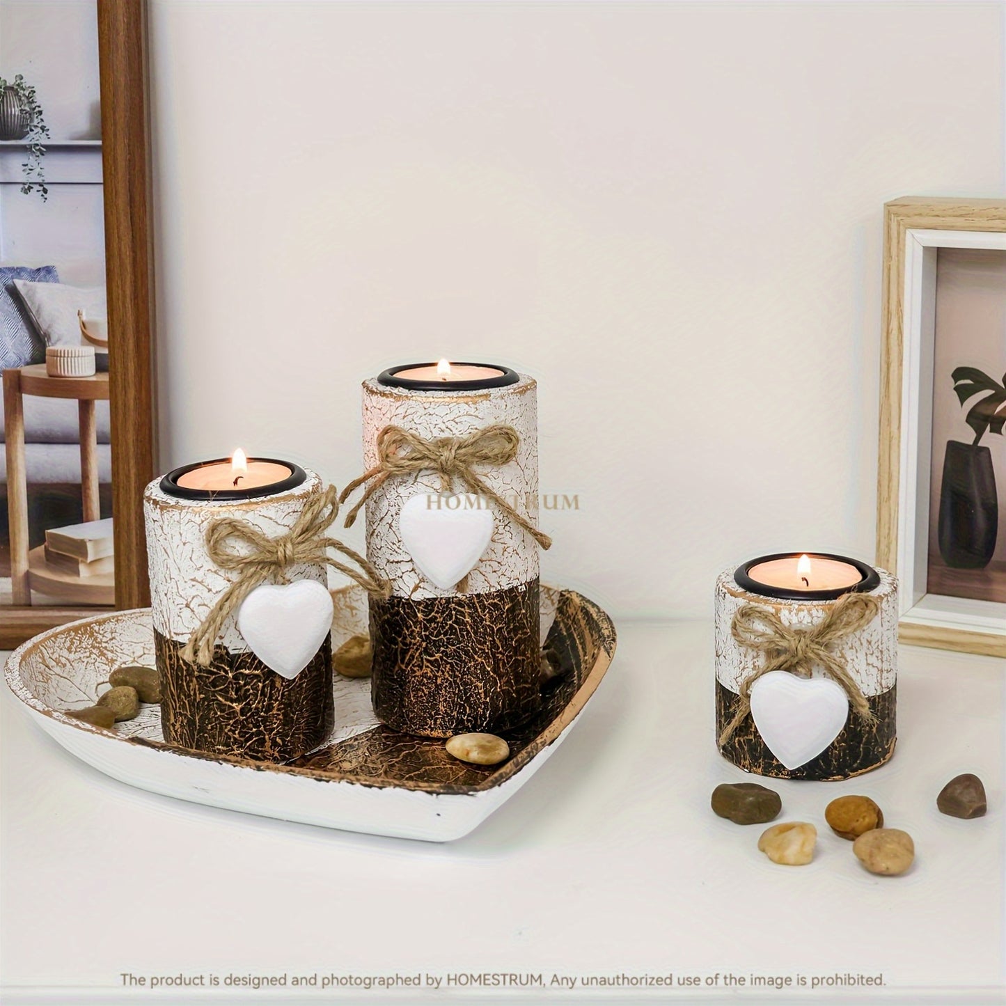 L&B® Rustic White Wooden Candle Set