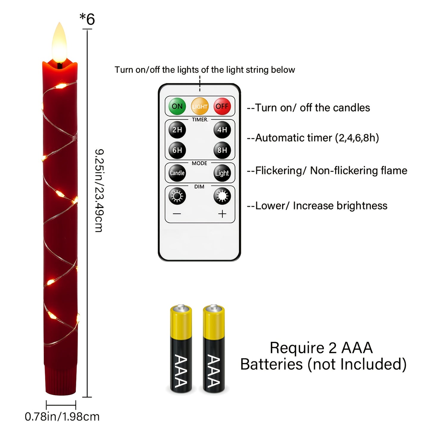 L&B® 6-delige vlamloze kaarsenset met waseffect
