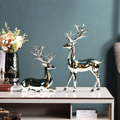 L&B® Silver-Plated Reindeer Duo