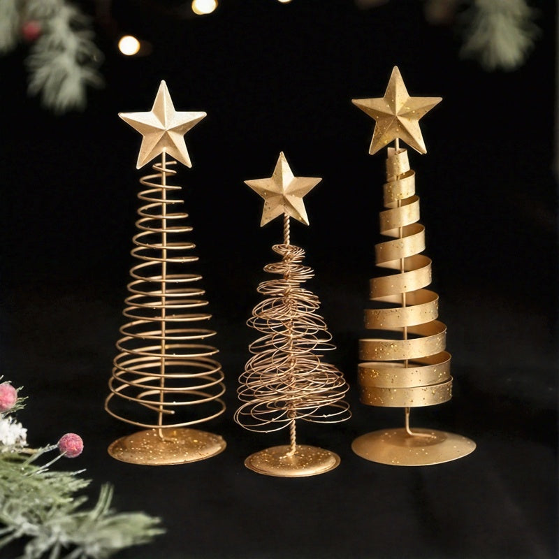 L&B® Goldene Mini-Weihnachtsbäume (3er-Set)