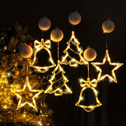 L&B® Strahlendes Weihnachtsfenster-Lichterset – Glocke, Baum &amp; Stern (3-teilig)