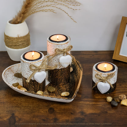L&B® Rustic White Wooden Candle Set