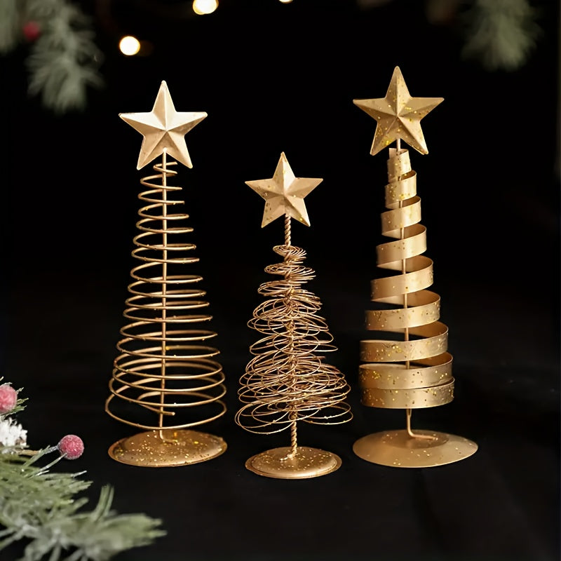 L&B® Goldene Mini-Weihnachtsbäume (3er-Set)