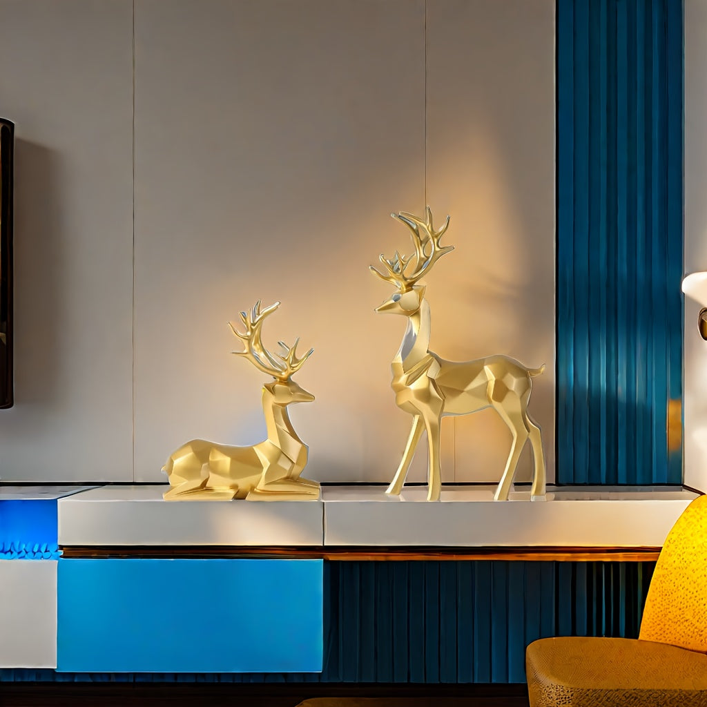 L&B® Goldenes Rentier-Skulpturenset (2-teilig)