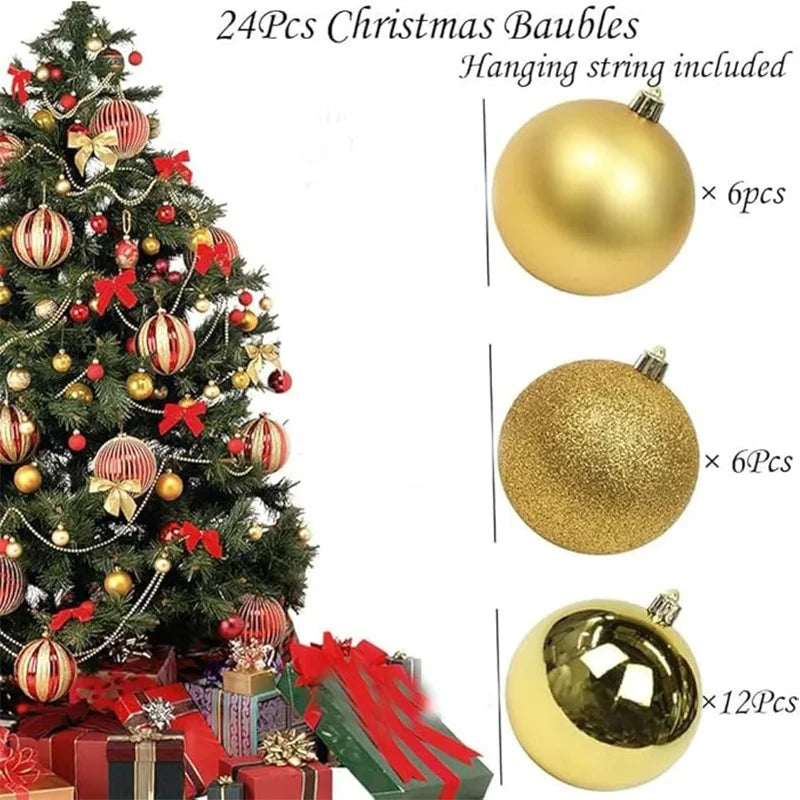 L&B® Elegant Christmas Ornaments - 24 Piece Set