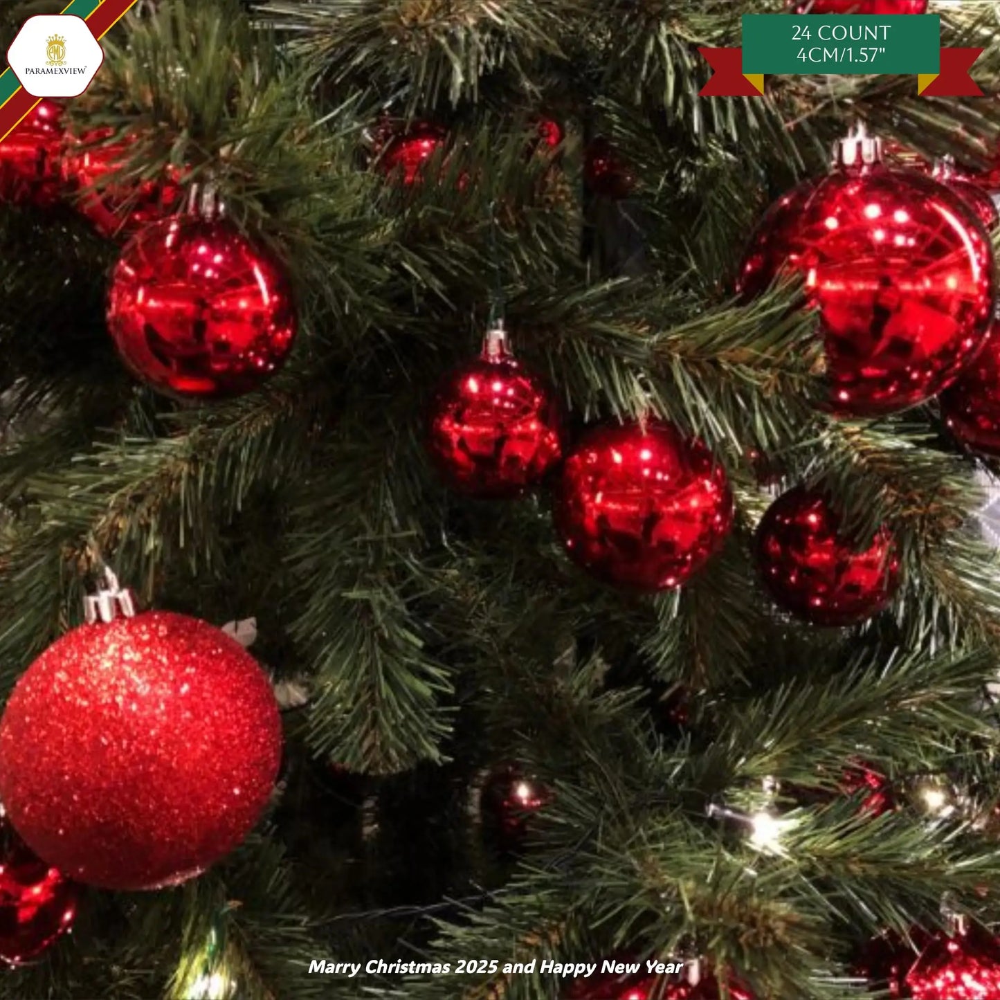 L&B® Elegant Christmas Ornaments - 24 Piece Set