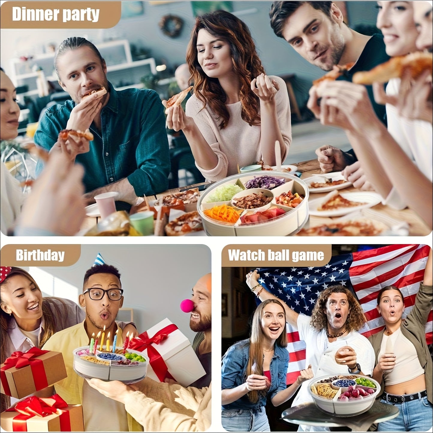 L&B® - Portable Snack Tray with Rotating Compartments