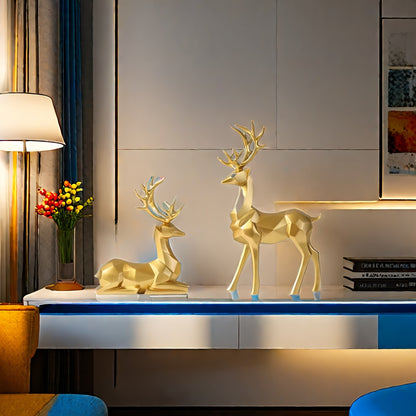 L&B® Goldenes Rentier-Skulpturenset (2-teilig)